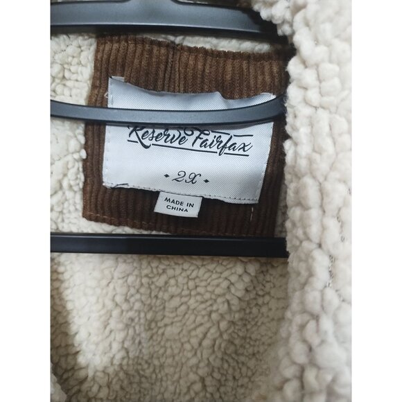 VTG Y2K Reserve Fairfax Crop Sherpa-Lined Corduroy Cotton Blend Jacket 2X Indie - Picture 4 of 6